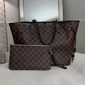 Louis Vuitton Neverfull MM Rose Ballerine damier ebene with pouch and dust bag